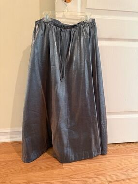 Girls Charcoal Metallic Elastic-Waist Maxi Skirt
